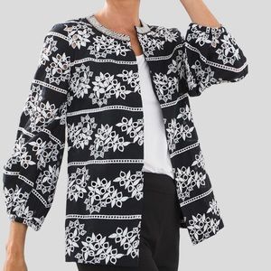 Chico's Black and White Floral Blazer